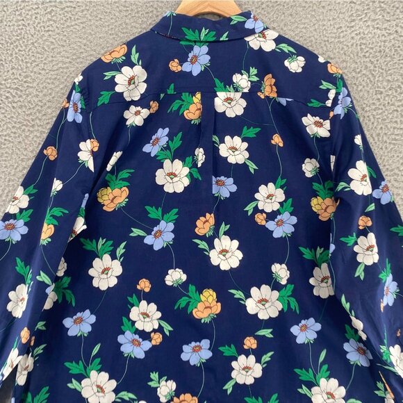 Talbots Shirt Women Extra Large Petite Blue Floral Button Collar Long Sleeve NWT - Picture 4 of 9